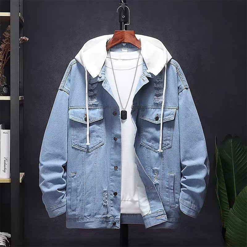Corduroy Stitching Denim Baggy Coat