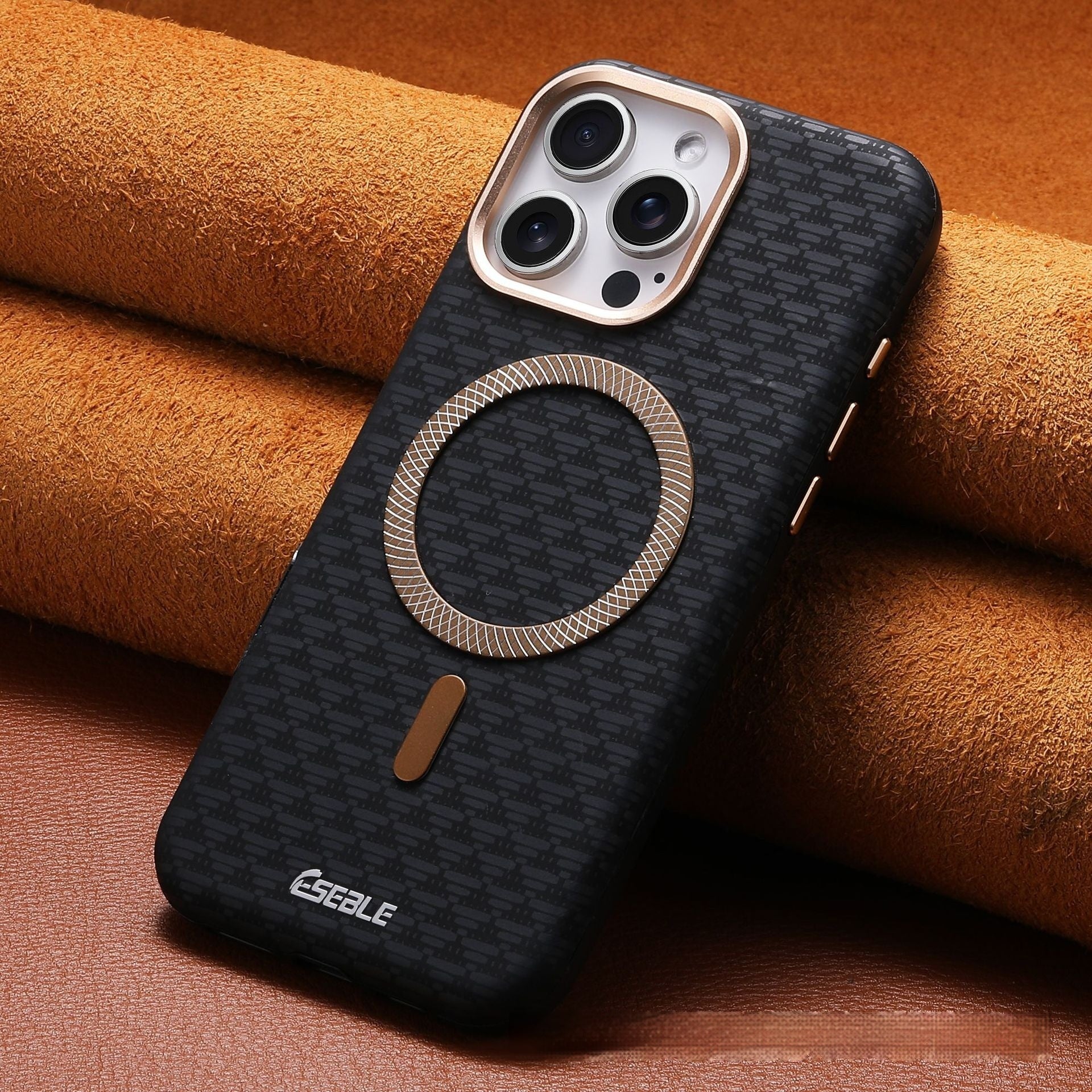 Triangle Shield Magnetic Suction Phone Case 15 Business All-inclusive Drop-resistant Leather Cover