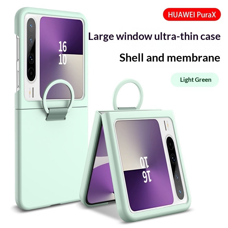 Foldable Phone Case With Large View Window Ultra-thin Ring  Anti-drop Protective Cover