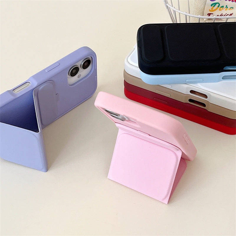 Solid Color Flip Cover Stand Phone Case Anti-Drop