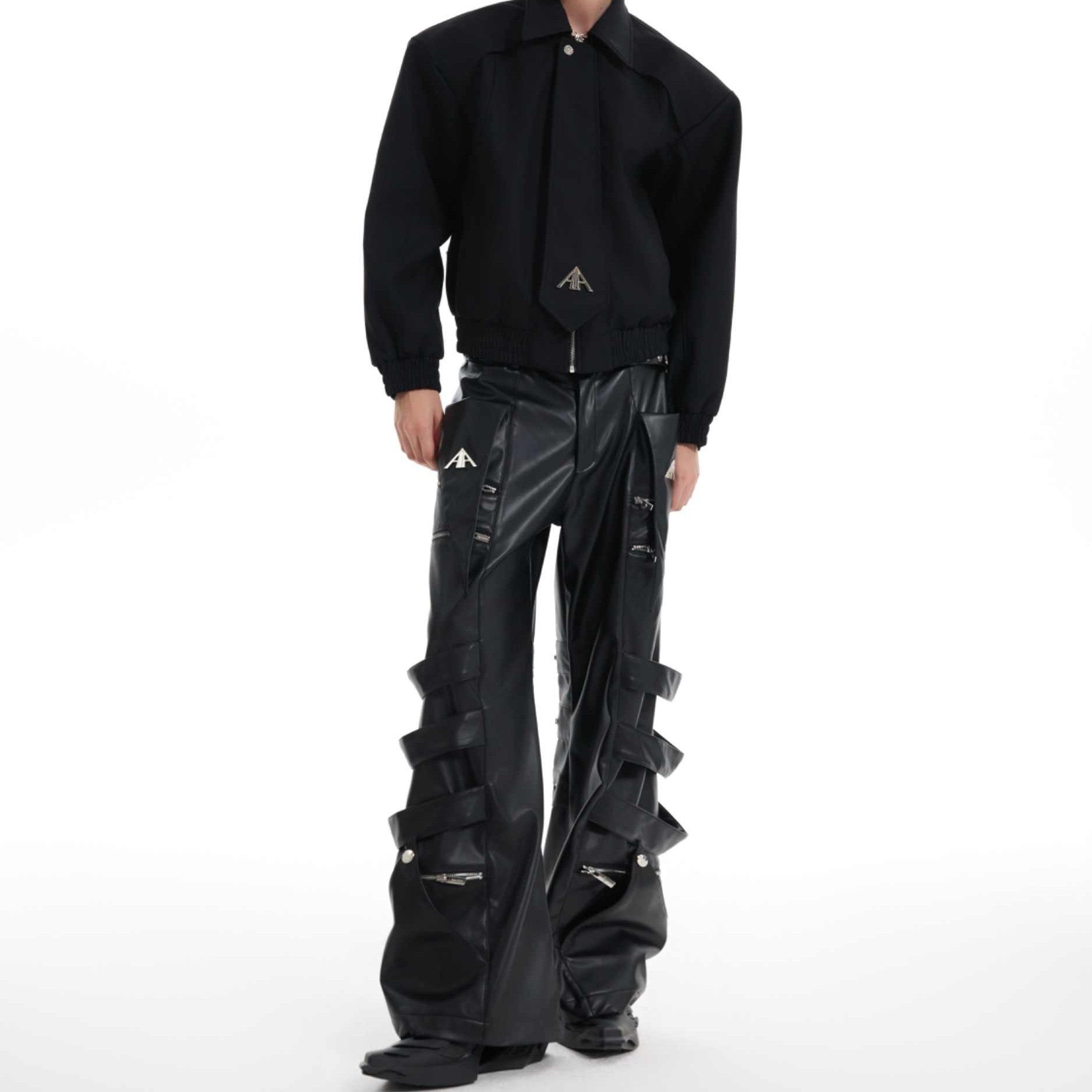 Metal Design Sense Baggy Straight Trousers Men