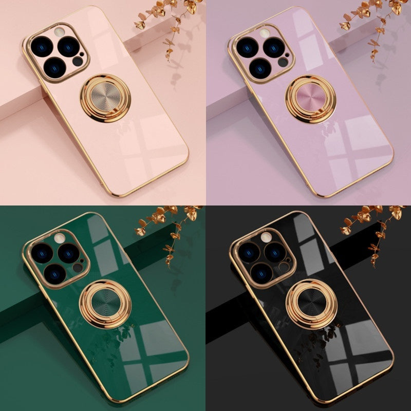 Electroplating Phone Case Car Integrated Ring Bracket Protective Cover