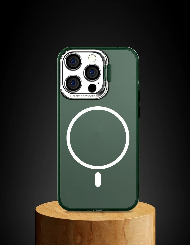 Metal Invisible Bracket Phone Case Frosted Magnetic Protective Cover