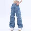 American High Street Multi-pocket Washed Baggy Jeans