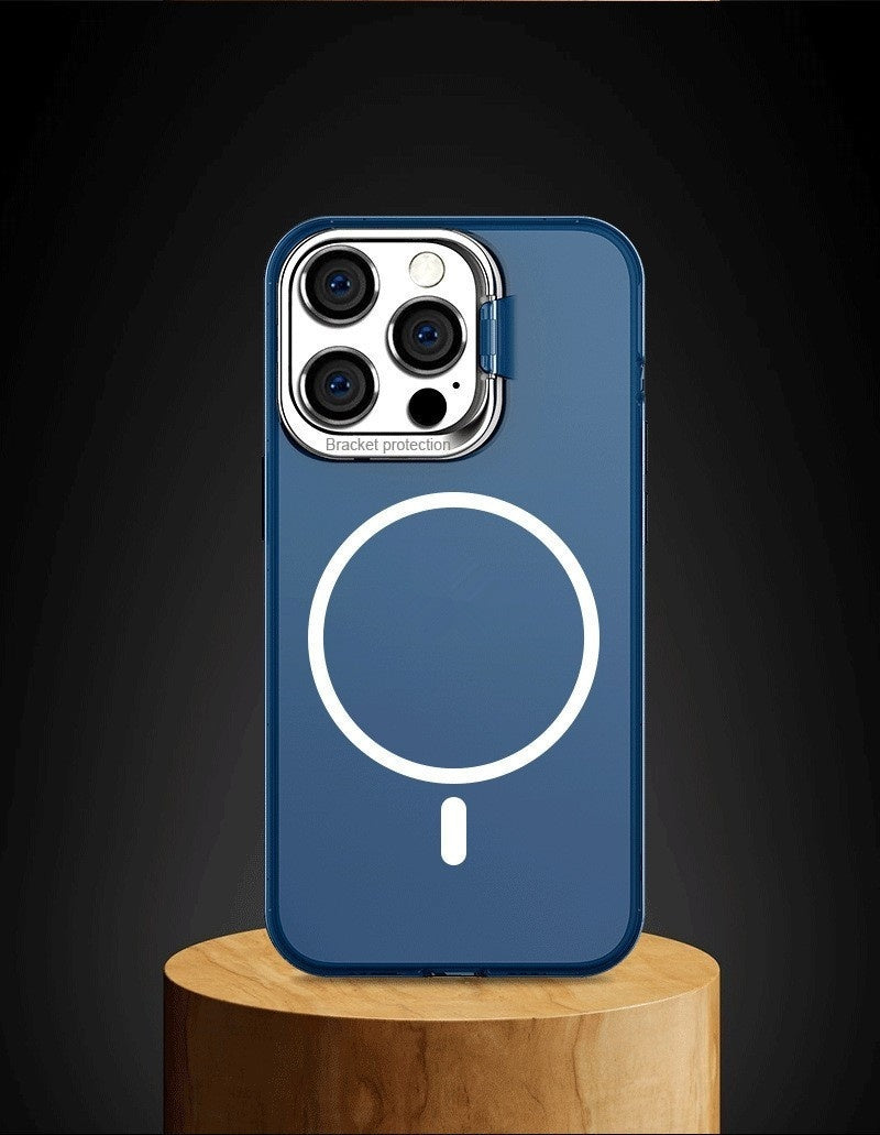 Metal Invisible Bracket Phone Case Frosted Magnetic Protective Cover