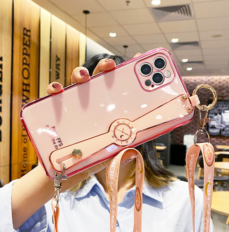 Compatible with Apple, Compatible with Apple , Electroplating Mobile Phone Case Wristband 6D Fine Hole All-Inclusive iPhone Case