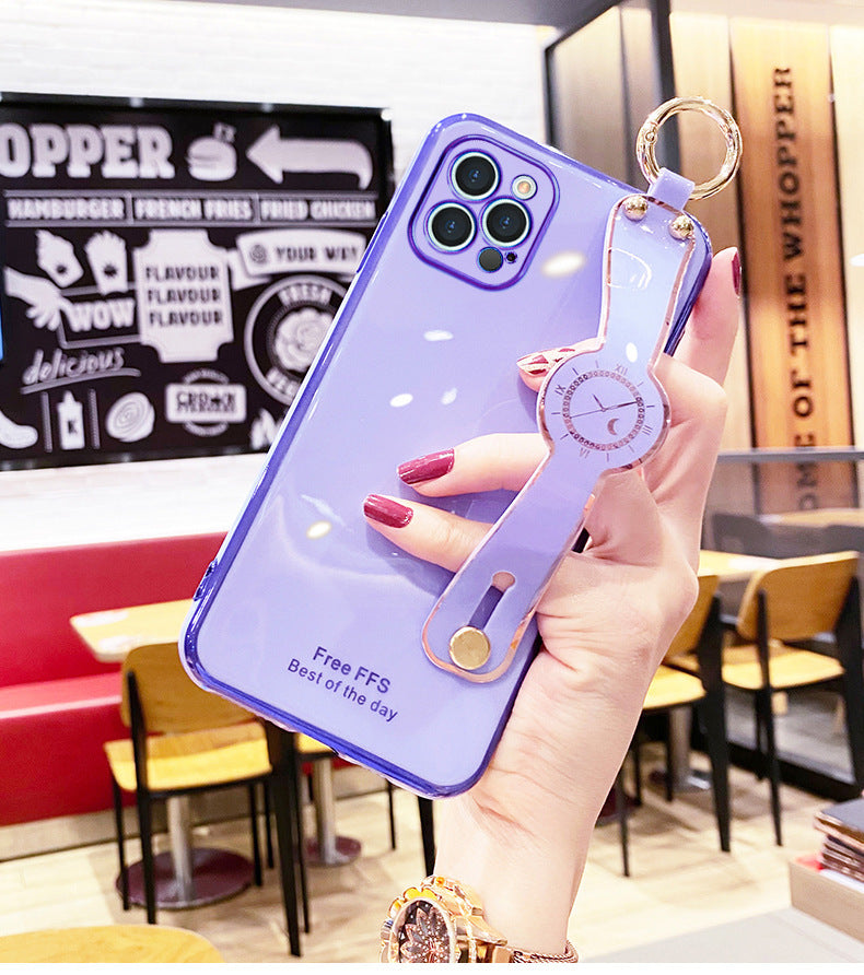 Compatible with Apple, Compatible with Apple , Electroplating Mobile Phone Case Wristband 6D Fine Hole All-Inclusive iPhone Case