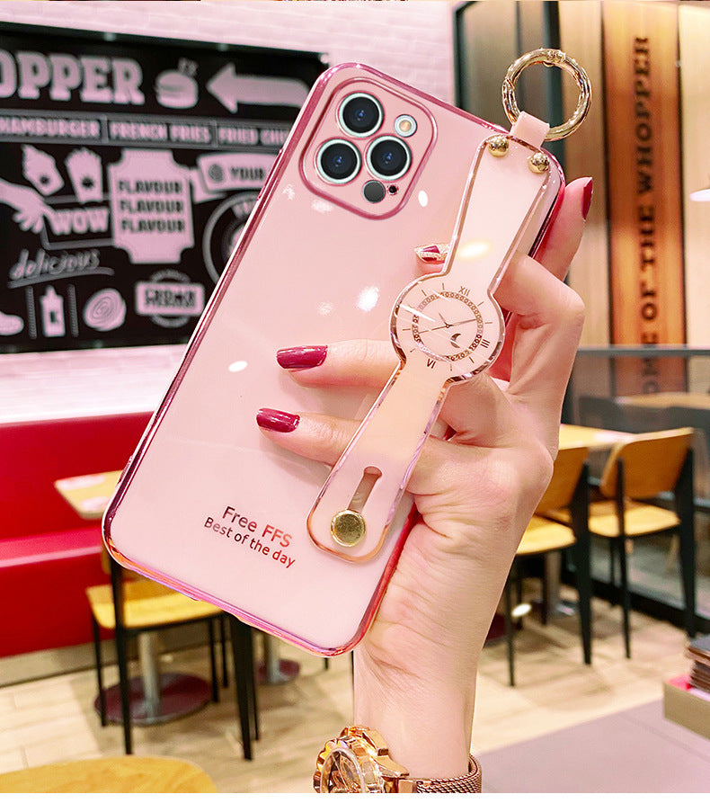 Compatible with Apple, Compatible with Apple , Electroplating Mobile Phone Case Wristband 6D Fine Hole All-Inclusive iPhone Case