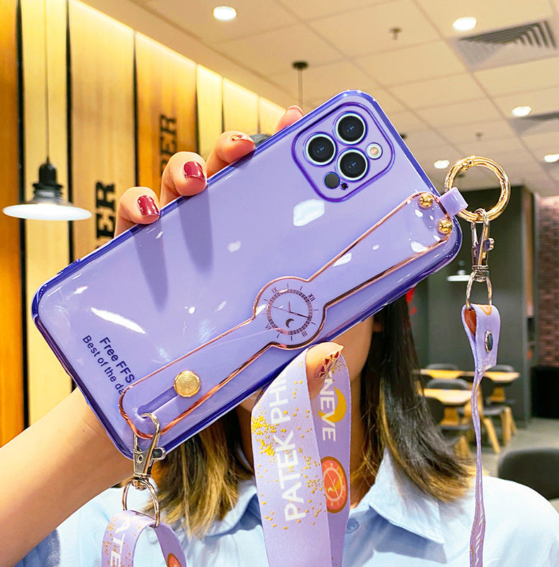 Compatible with Apple, Compatible with Apple , Electroplating Mobile Phone Case Wristband 6D Fine Hole All-Inclusive iPhone Case