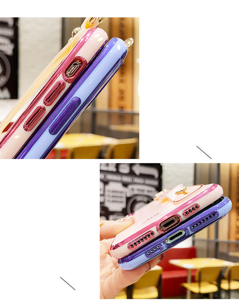 Compatible with Apple, Compatible with Apple , Electroplating Mobile Phone Case Wristband 6D Fine Hole All-Inclusive iPhone Case