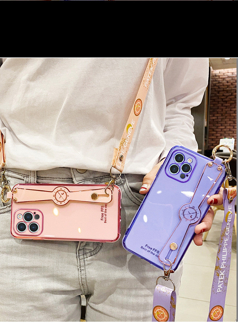 Compatible with Apple, Compatible with Apple , Electroplating Mobile Phone Case Wristband 6D Fine Hole All-Inclusive iPhone Case