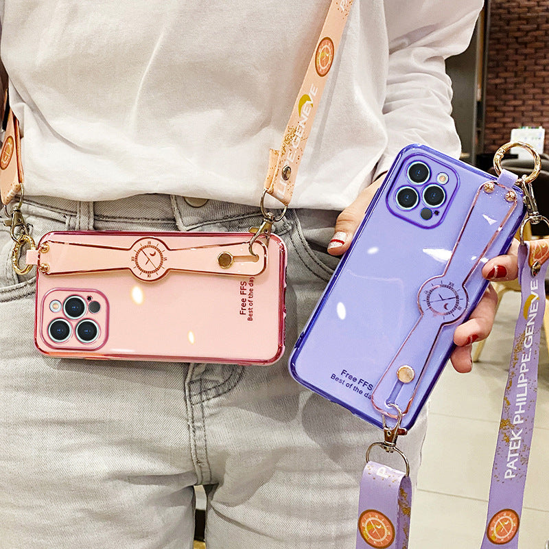 Compatible with Apple, Compatible with Apple , Electroplating Mobile Phone Case Wristband 6D Fine Hole All-Inclusive iPhone Case