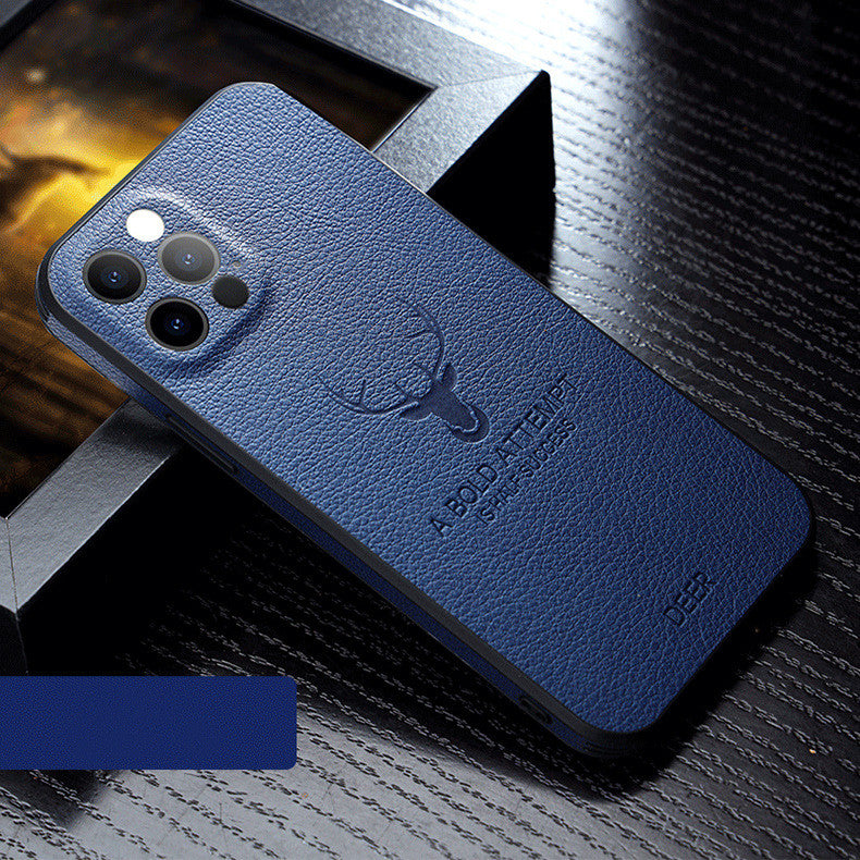 Compatible with Apple , Leather-Grain Anti-Drop Full-Cover Lens Protective Cover