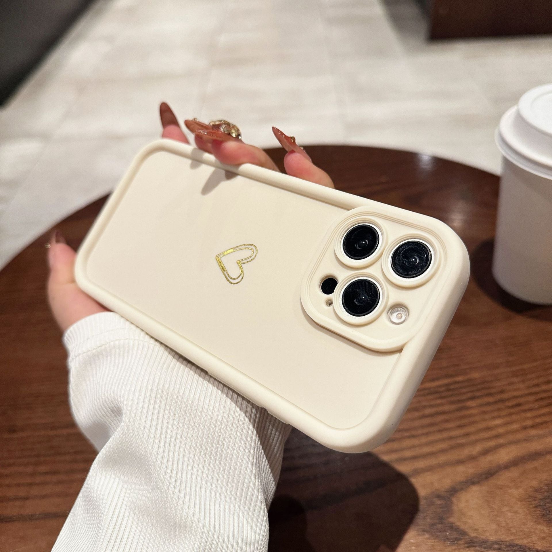 Simple Love Protective Case With Steel Sand Frosted Full Coverage Phone Cover