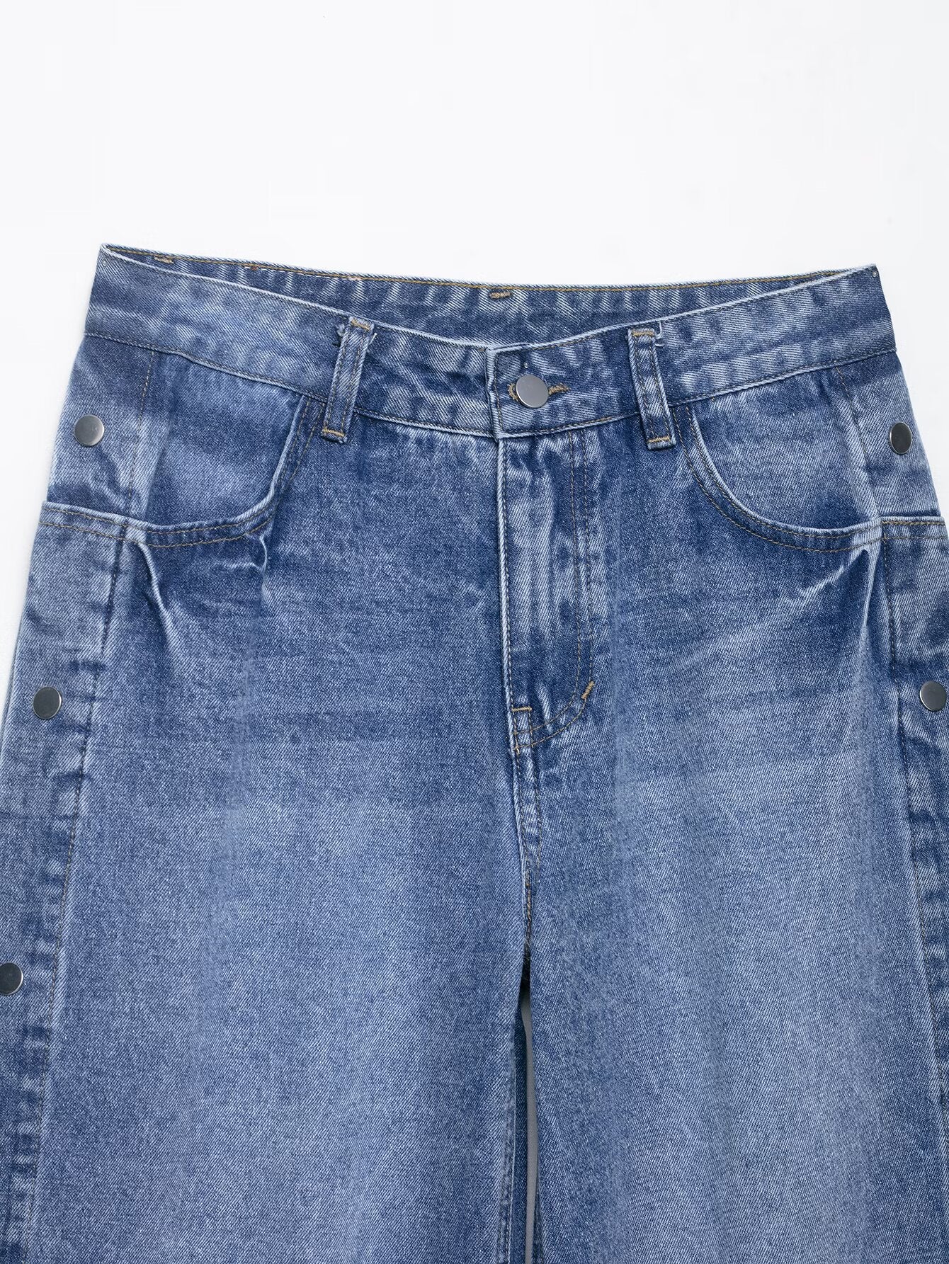 Women's High Waist Baggy Straight Trousers Jeans