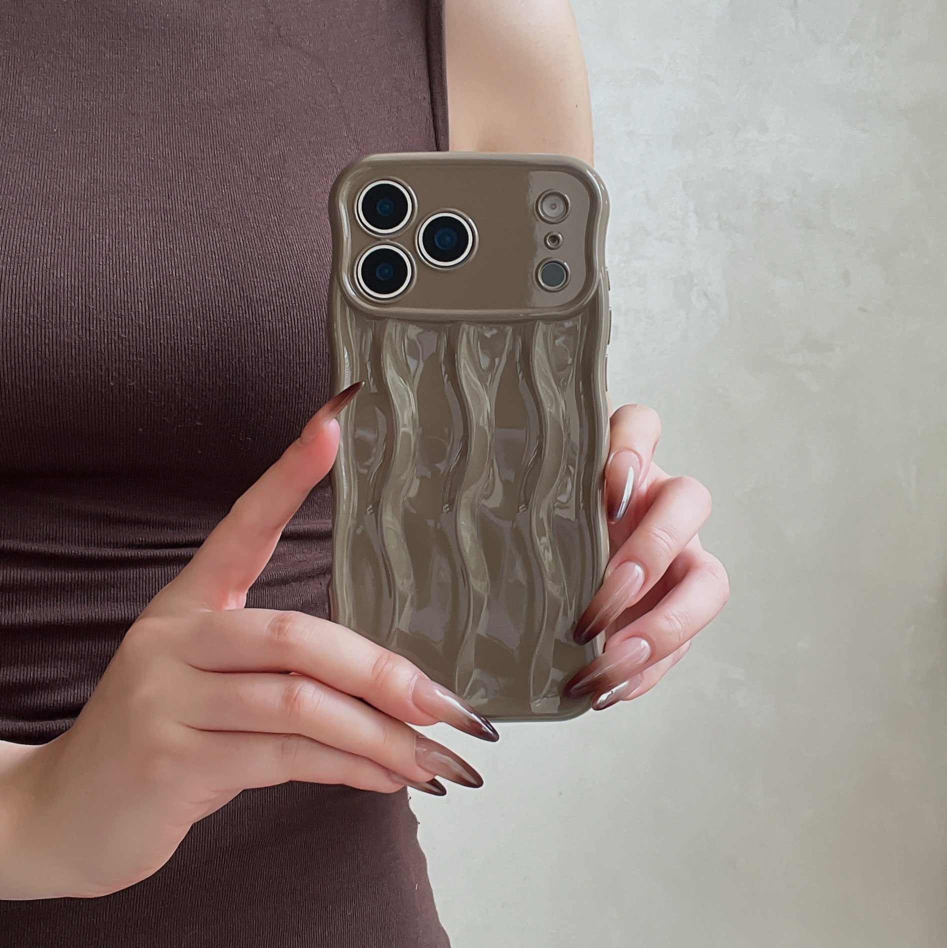 Applicable Electroplating Three-dimensional Wave Stripe Phone Case Drop-resistant Protective Cover