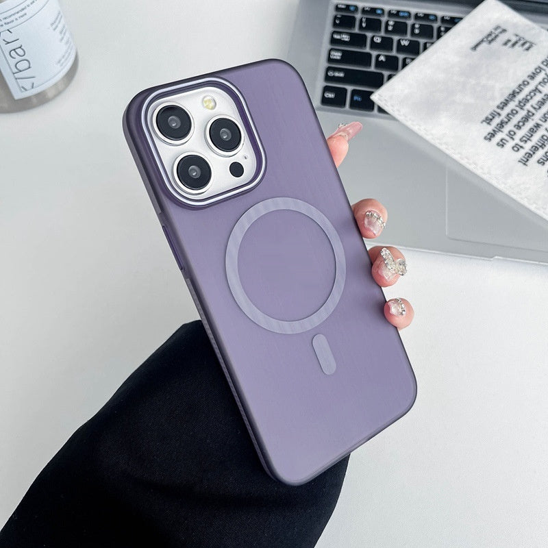 Applicable To IPhone16ProMax Phone Case Corrugated Second Generation Grating Frosted Magnetic Drop-resistant Protective Cover