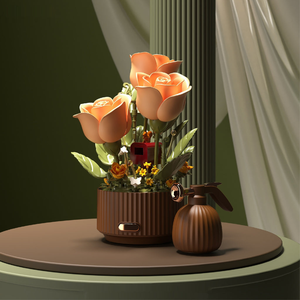 Preserved Flower Building Blocks Motion Flowers Model Birthday Valentine's Day Gift