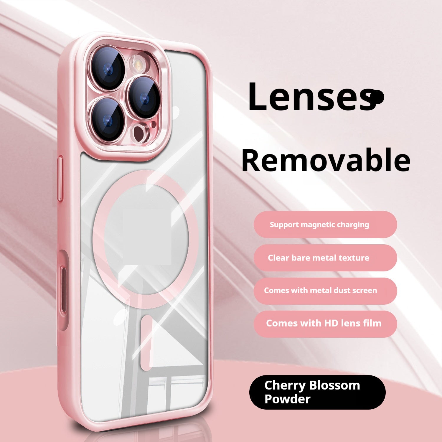 Litchi Grain Ice Crystal Transparent Protective Cover Phone Case