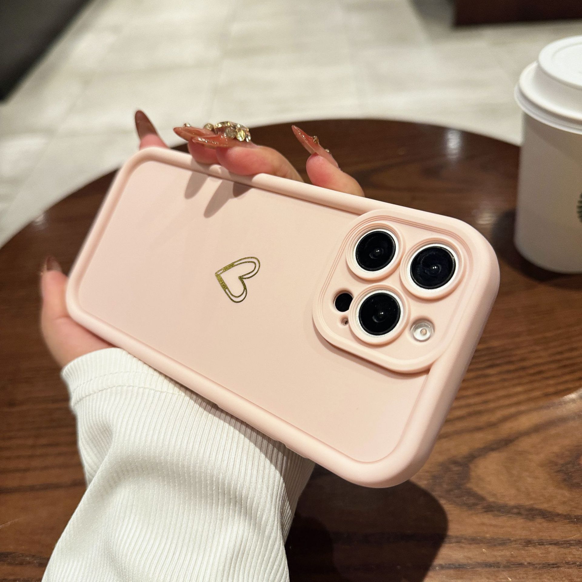 Simple Love Protective Case With Steel Sand Frosted Full Coverage Phone Cover