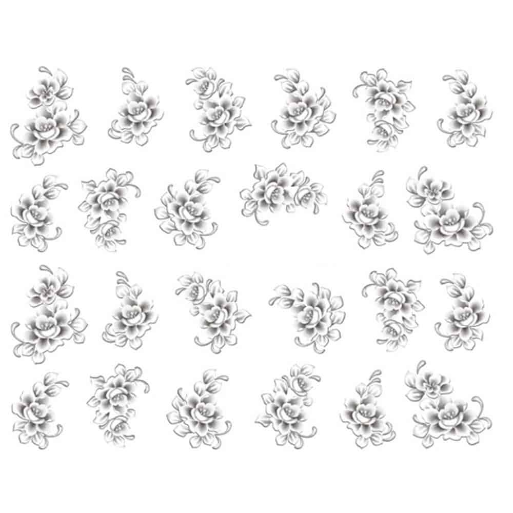White Flowers Nail Art Stickers