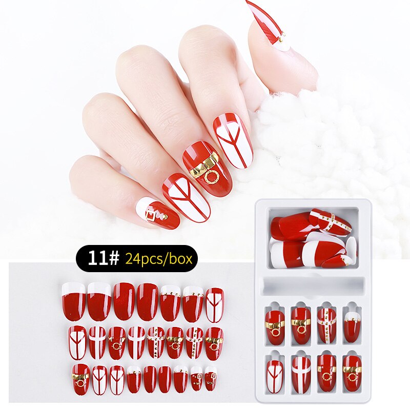 Rhinestone Series natural length Press-on Nails 24 Pcs Set