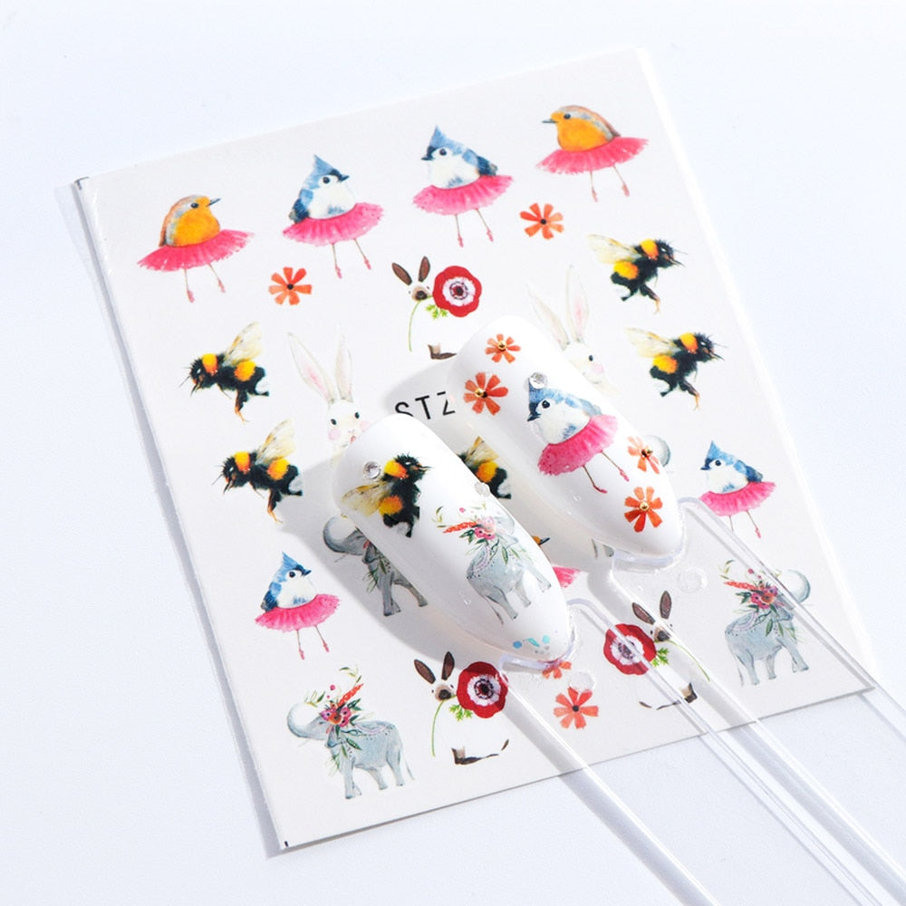 White Flowers Nail Art Stickers