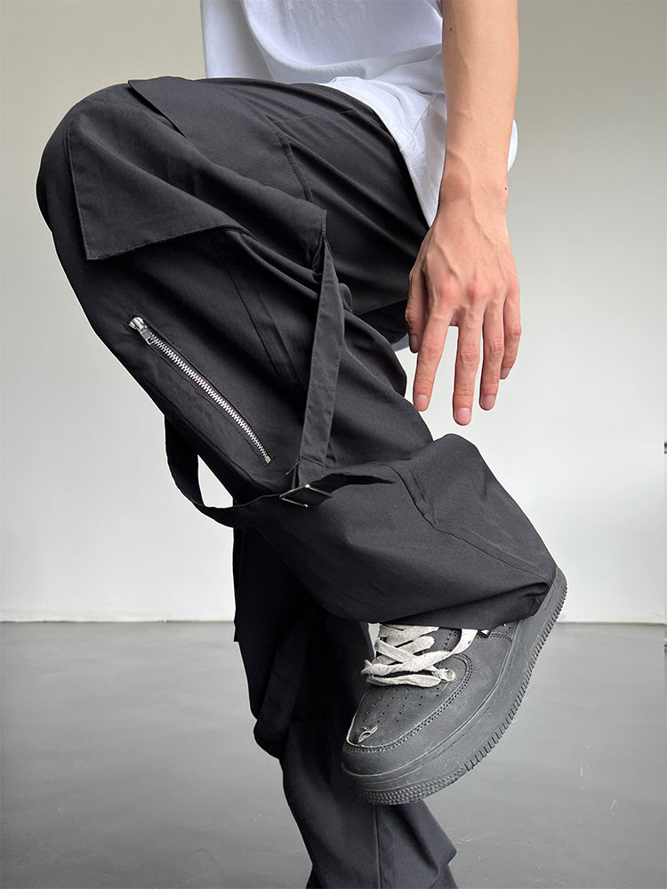 High Waist Slim Straight Baggy Pants