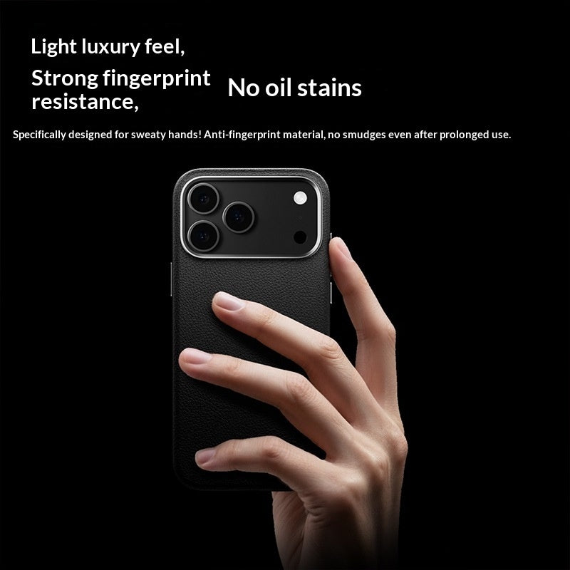 Sleek Genuine Leather Magnetic Phone Case With Anti-fingerprint Coating