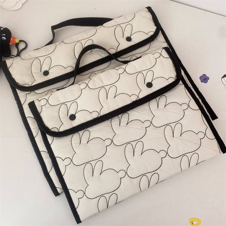 Embroidered Rabbit Pattern Portable Tablet Storage Bag