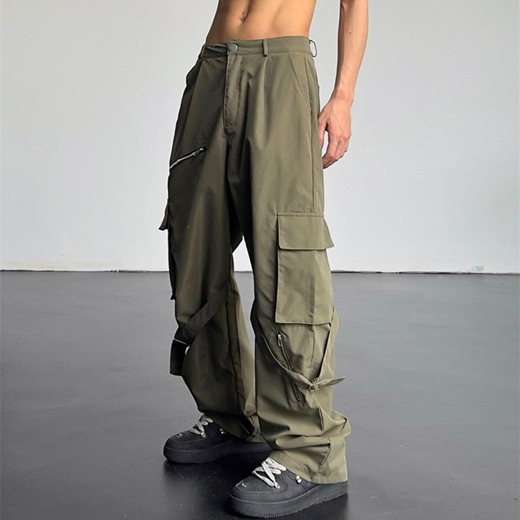High Waist Slim Straight Baggy Pants