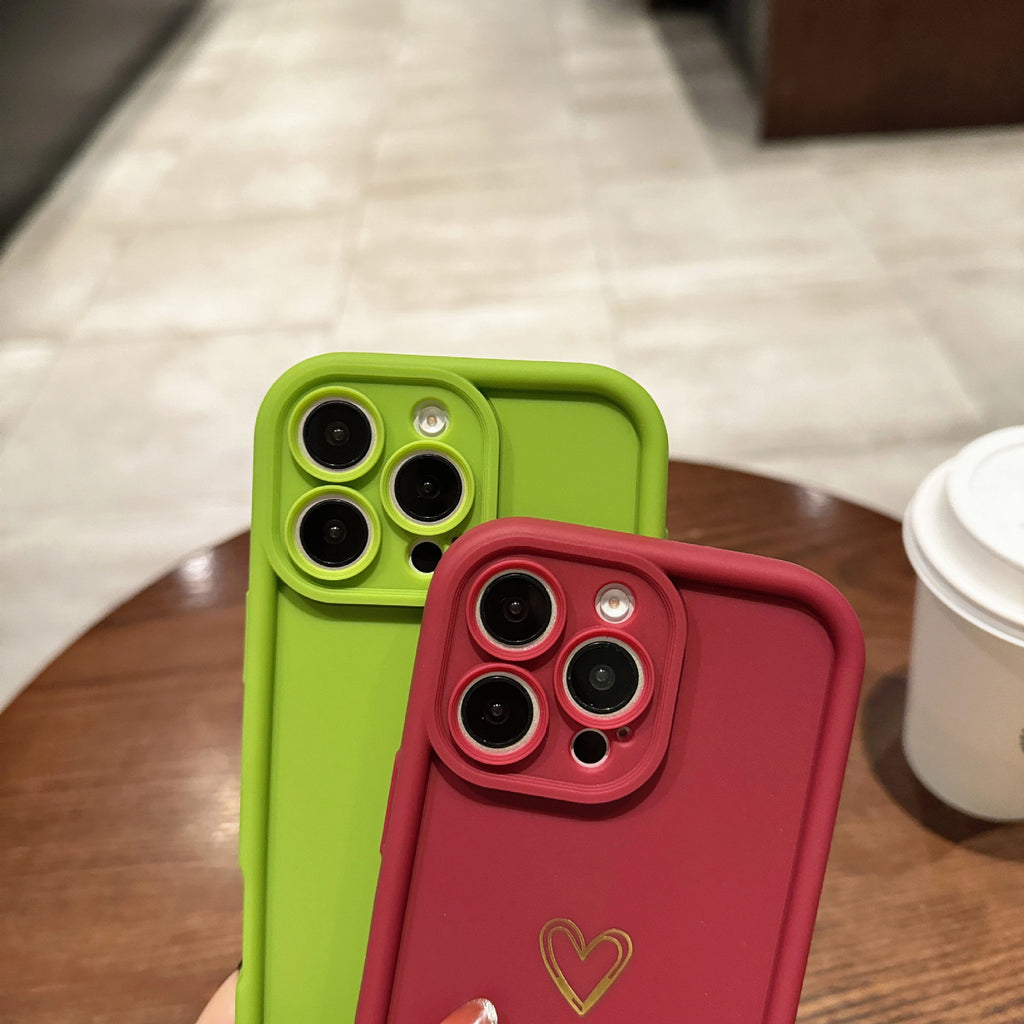 Simple Love Protective Case With Steel Sand Frosted Full Coverage Phone Cover