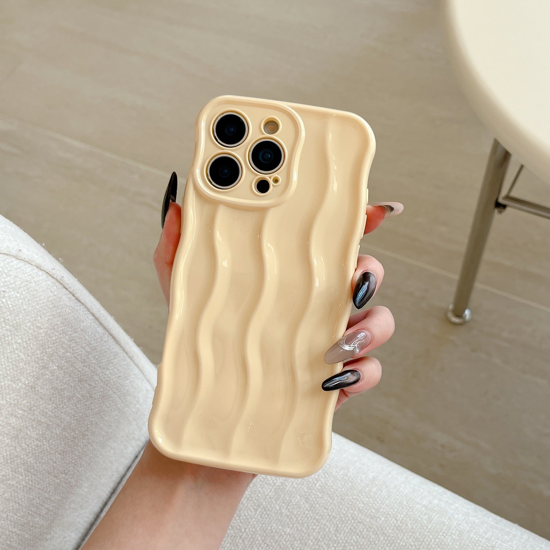 Applicable Electroplating Three-dimensional Wave Stripe Phone Case Drop-resistant Protective Cover