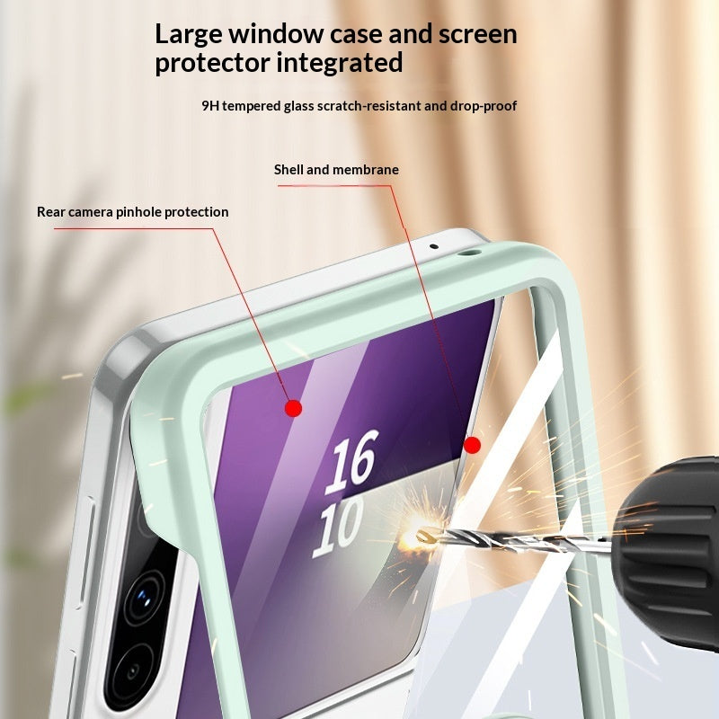 Foldable Phone Case With Large View Window Ultra-thin Ring  Anti-drop Protective Cover