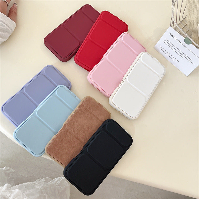 Solid Color Flip Cover Stand Phone Case Anti-Drop