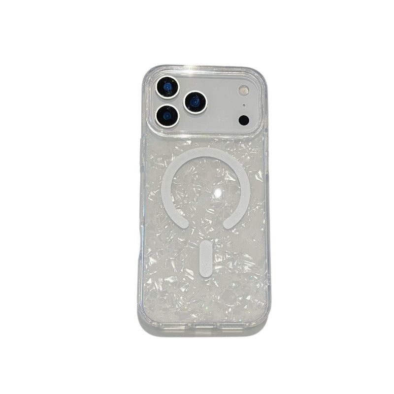 Shell-pattern Magnetic Phone Case With Iridescent Protective Cover