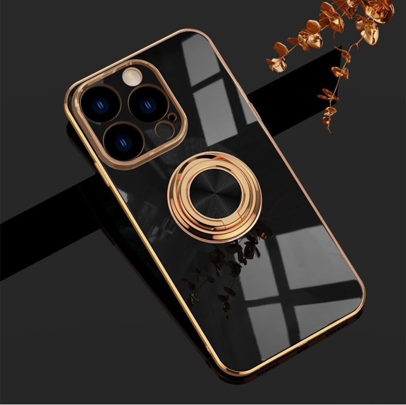 Electroplating Phone Case Car Integrated Ring Bracket Protective Cover