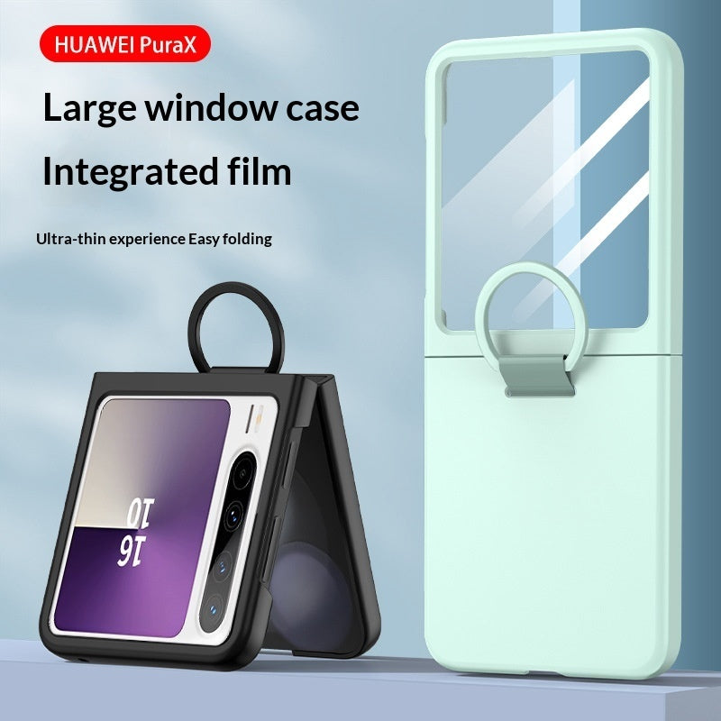Foldable Phone Case With Large View Window Ultra-thin Ring  Anti-drop Protective Cover