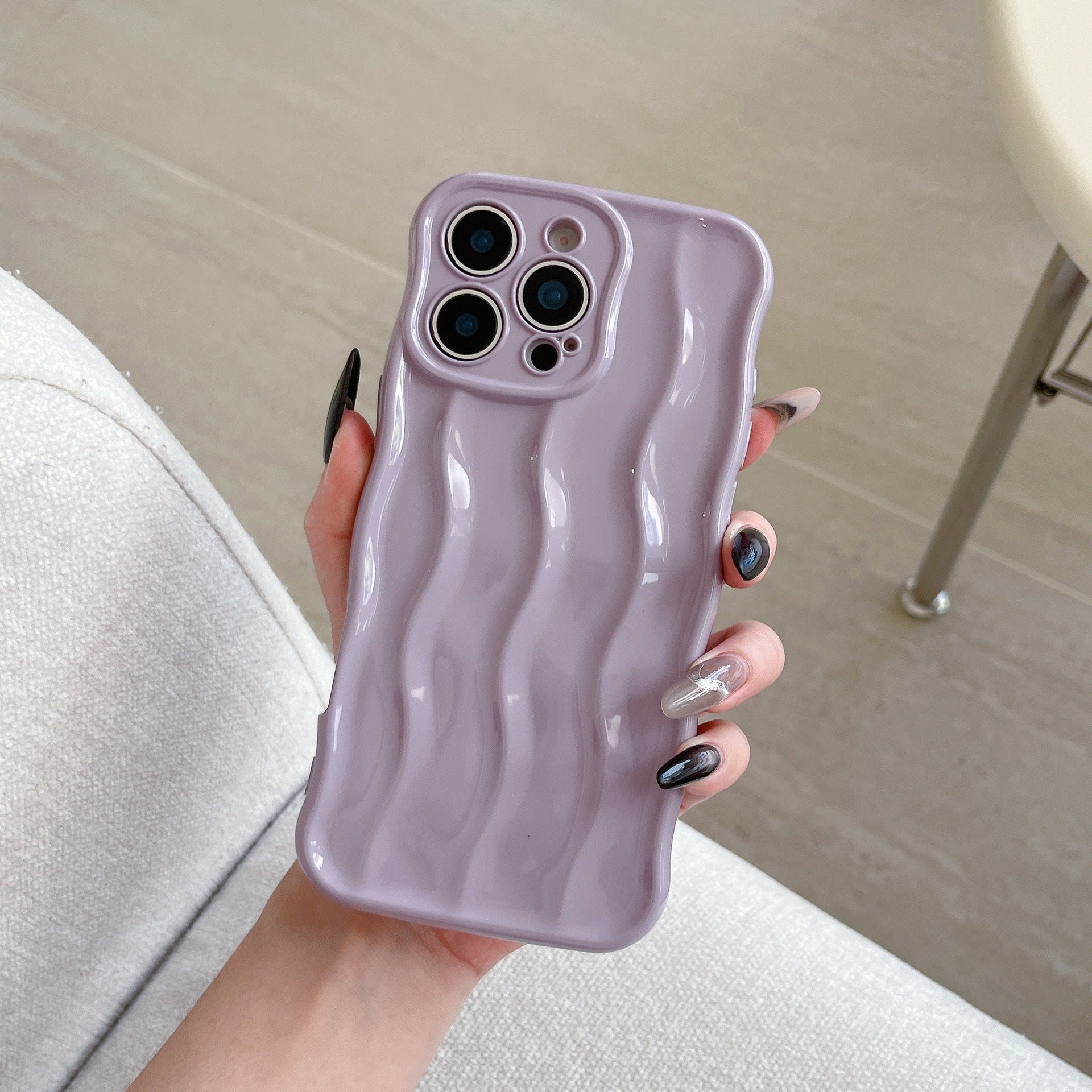 Applicable Electroplating Three-dimensional Wave Stripe Phone Case Drop-resistant Protective Cover