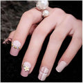 designer Crystal Flowers  with stones Press-on Nails 24 Pcs Set
