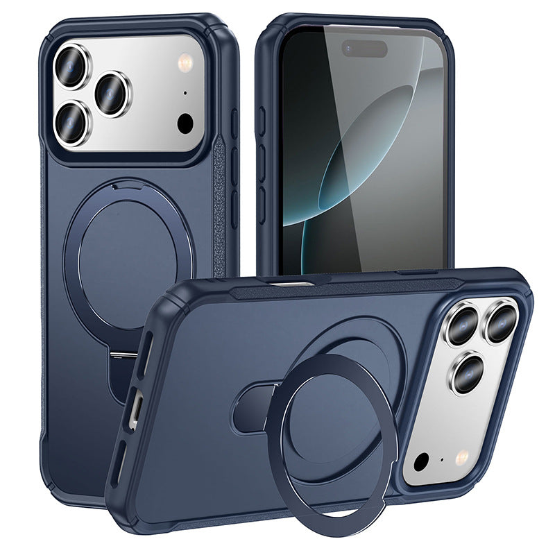 Metal Magnetic Bracket Four-corner Drop-resistant High-end PC Protective Cover Phone Case