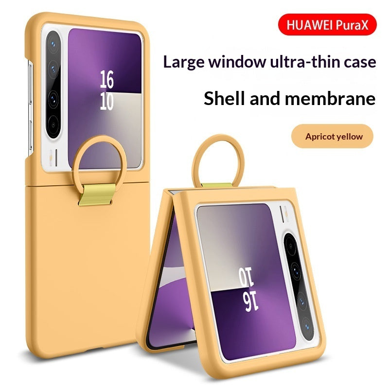 Foldable Phone Case With Large View Window Ultra-thin Ring  Anti-drop Protective Cover