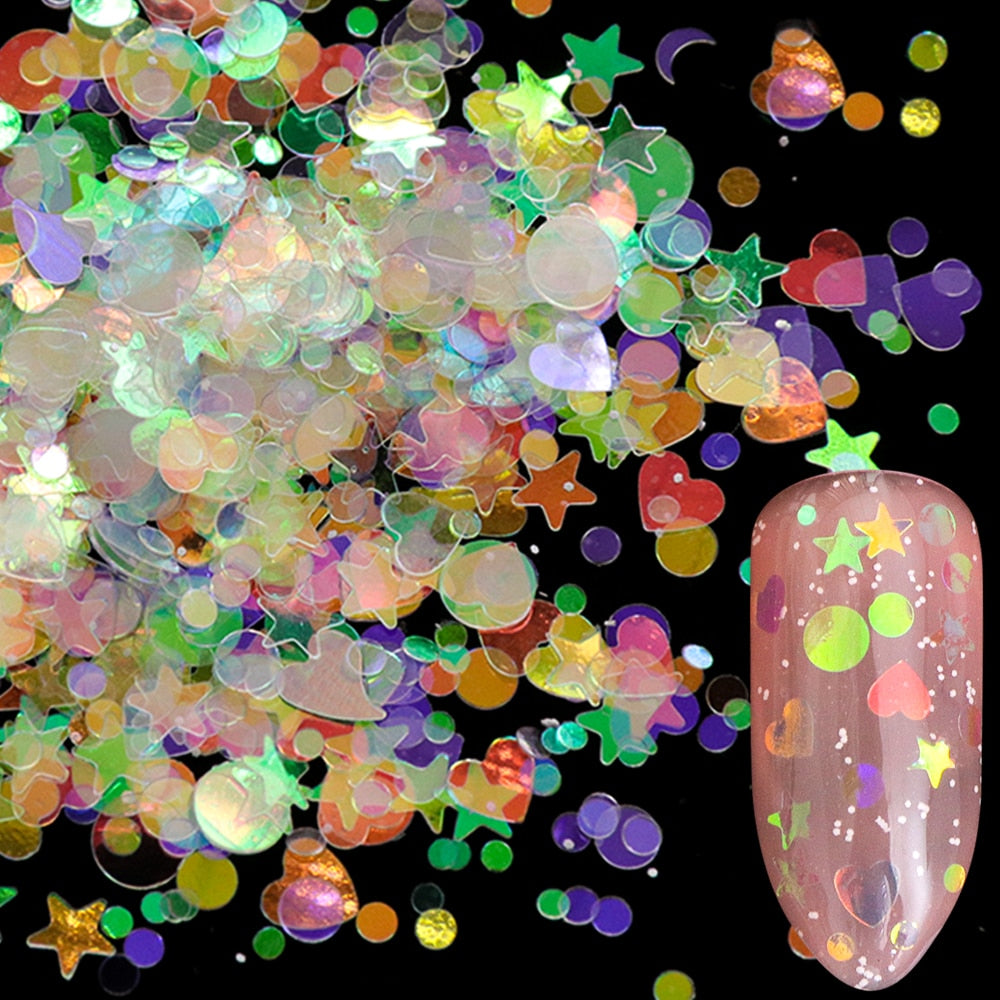 Holographic Flakes Nail Glitter Set