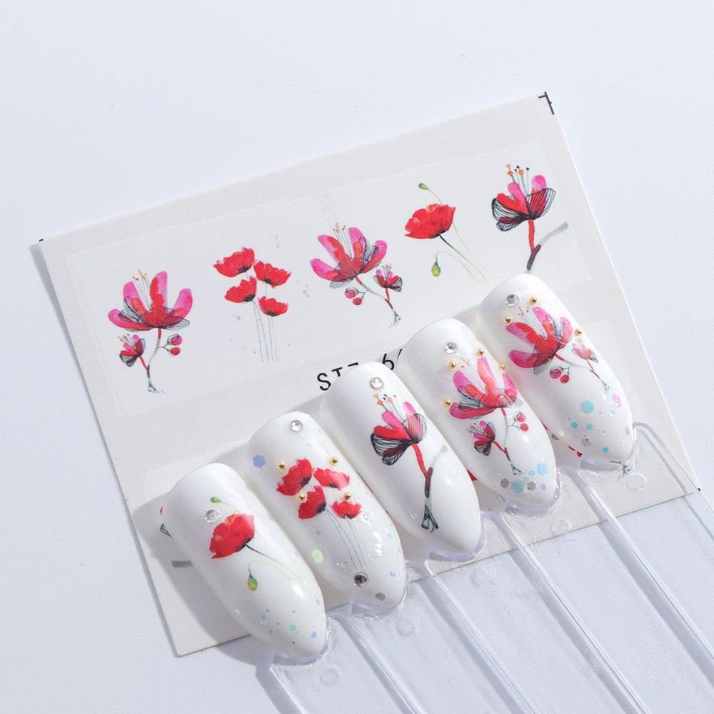 White Flowers Nail Art Stickers
