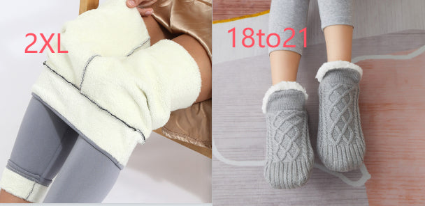 Plush Padded Plain Lamb Velvet Leggings