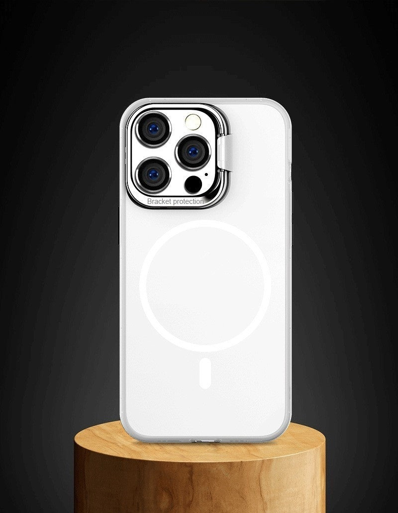 Metal Invisible Bracket Phone Case Frosted Magnetic Protective Cover
