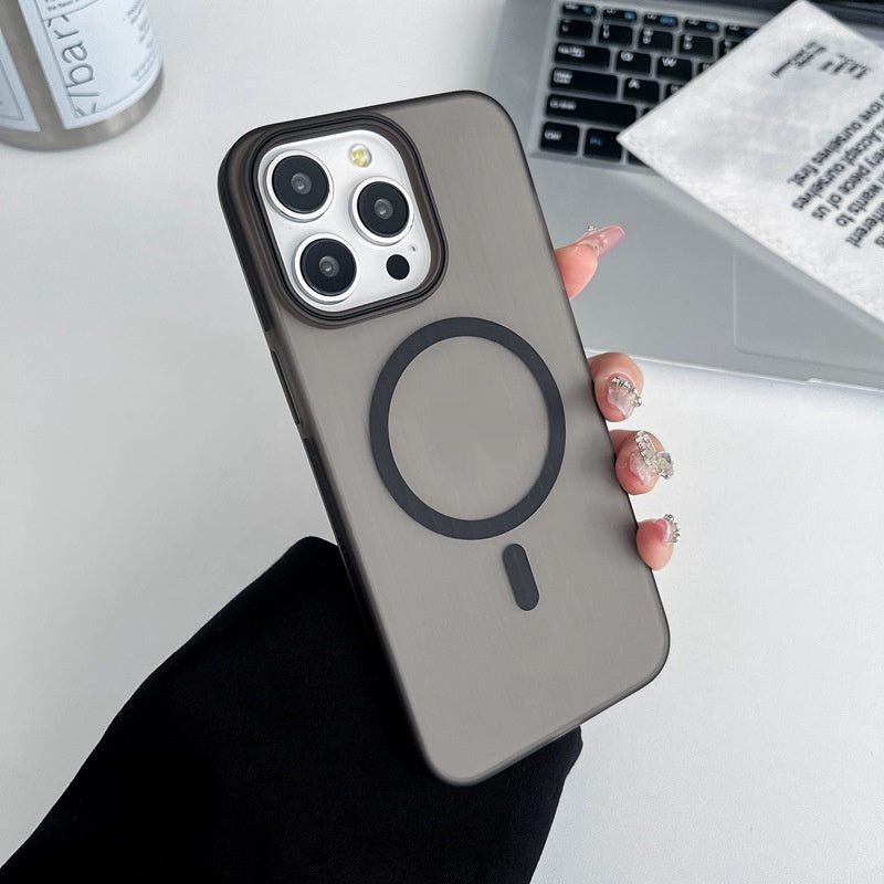 Applicable To IPhone16ProMax Phone Case Corrugated Second Generation Grating Frosted Magnetic Drop-resistant Protective Cover