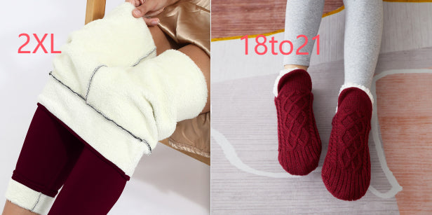 Plush Padded Plain Lamb Velvet Leggings