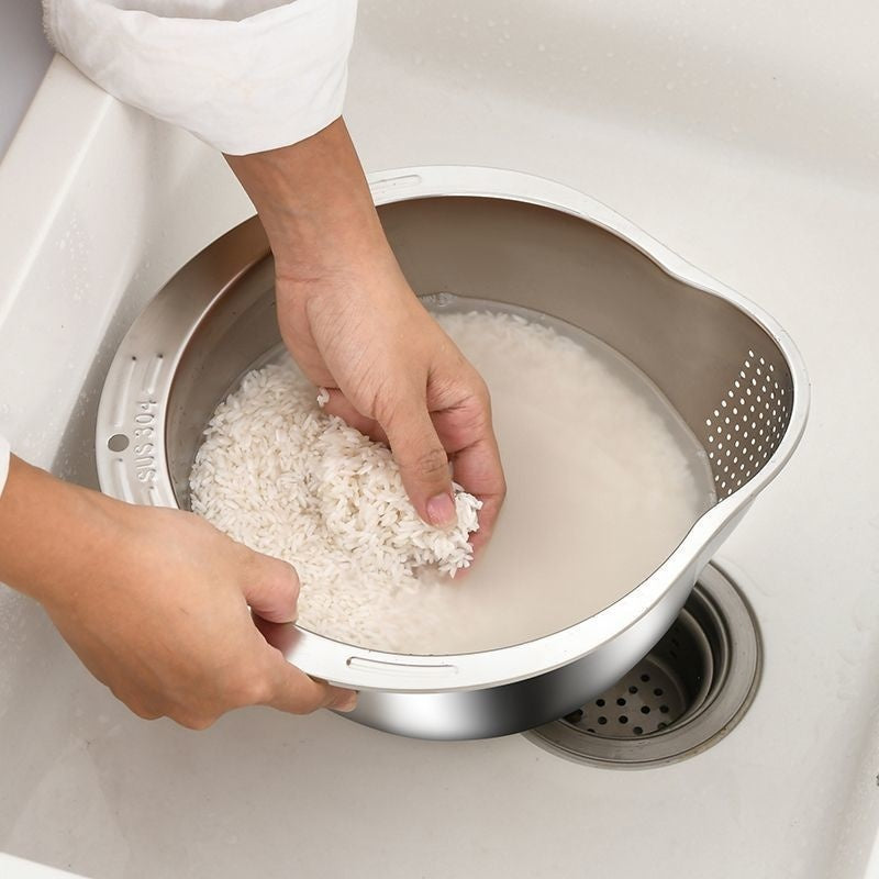 Stainless Steel Rice Washing Filter Fabulous Rice Washing Gadget Basin Kitchen Household