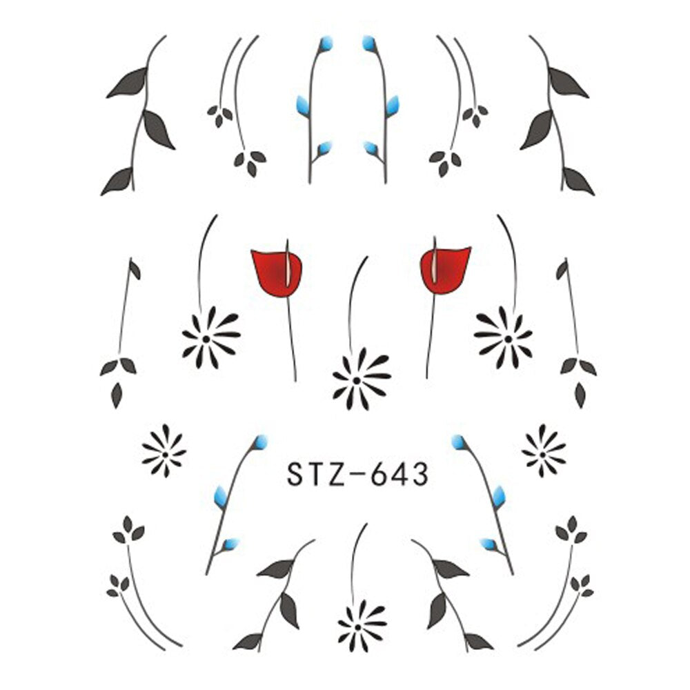 Flower Water Nail Stickers